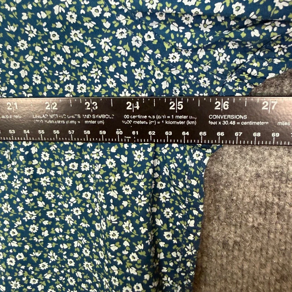 J‎ Crew Flex Washed Shirt Mens XXL Teal Blue Floral Slim Fit Button Down BT240